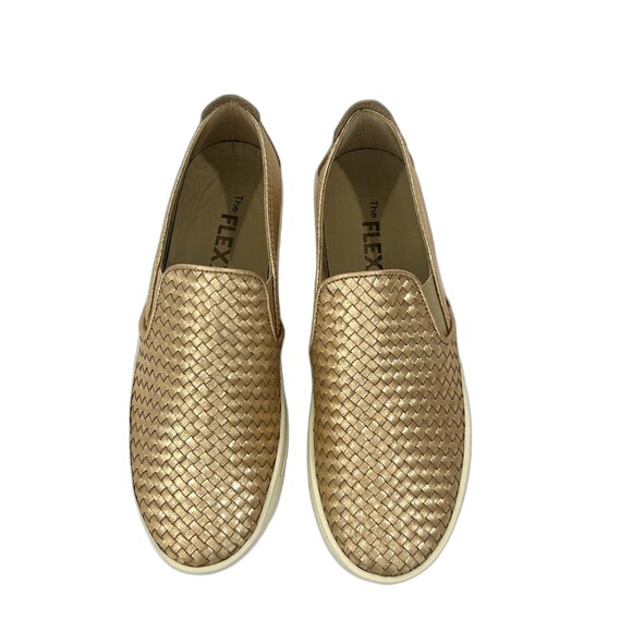 The Flexx Sneakers Women’s Size 7.5 Color Gold Woven Leather Padded Footbed Shoe - Picture 7 of 10
